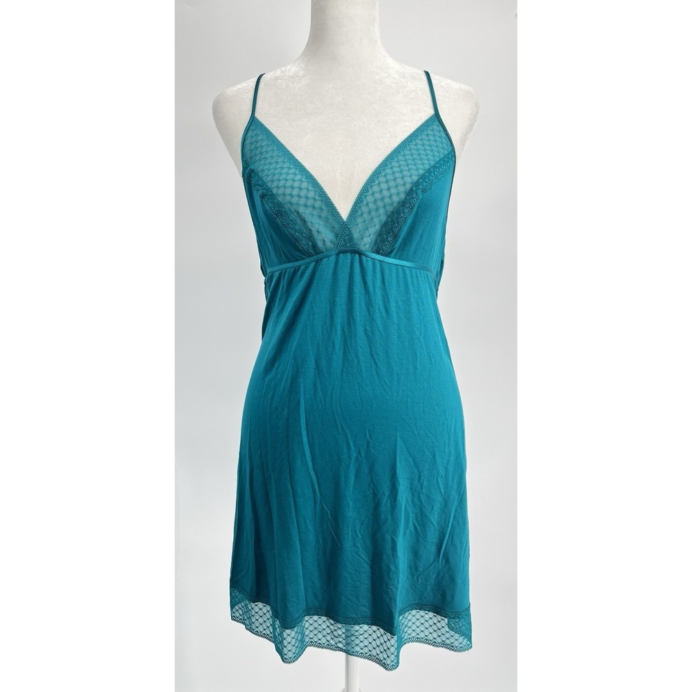 Victorias Secret Sz Lg Chemise Neglige Slip Dress Babydoll Lace Cut Out Back Y2K